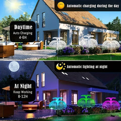 2pcs Solar Jellyfish Fiber Optic Lights for Outdoor Garden Decoration