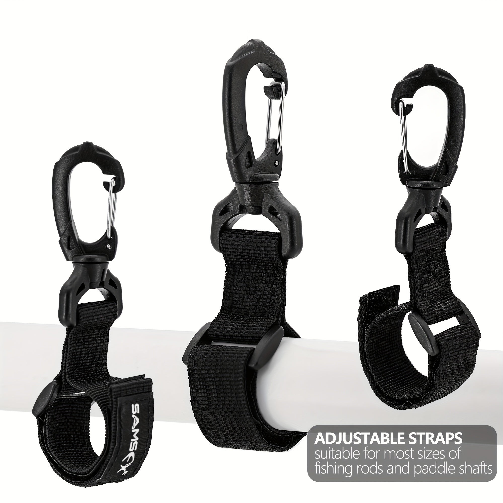 SAMSFX 6pcs Fishing Rod Holding Belts Boat Fishing Straps Clips