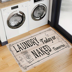 Laundry Room Runner Rug Non Slip Floor Mat Wooden Board Letter Hallway Entry Rug
