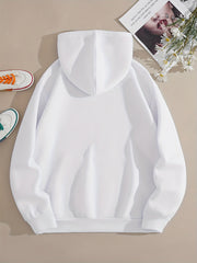 Casual Kangaroo Pocket Hoodie Drop Shoulder Drawstring