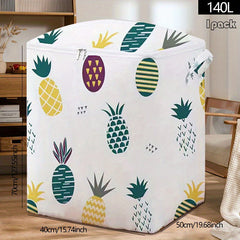 Pattern Storage Box Zipper Dustproof Organizer Foldable Clothes Container