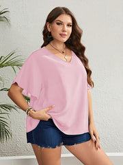 V Neck Flutter Sleeve Top