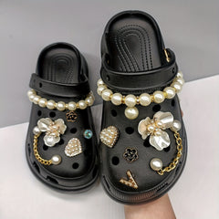 13pcs Shoe Accessories Set with Various Styles and Golden Chains
