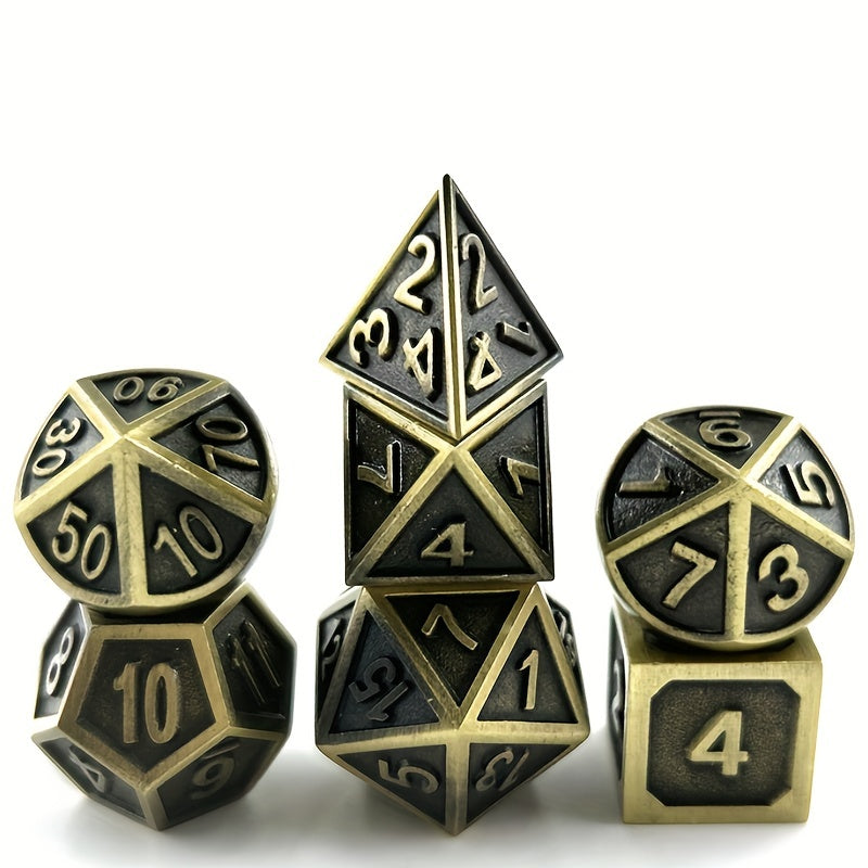 7pcs Metal Dice Polyhedron Set For Fun And Leisure