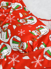 Christmas Sexy Bikini Set Women's Plus Snowflake Pattern V Neck