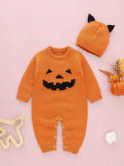 Baby Pumpkin Graphic Knit Bodysuit & Hat Set
