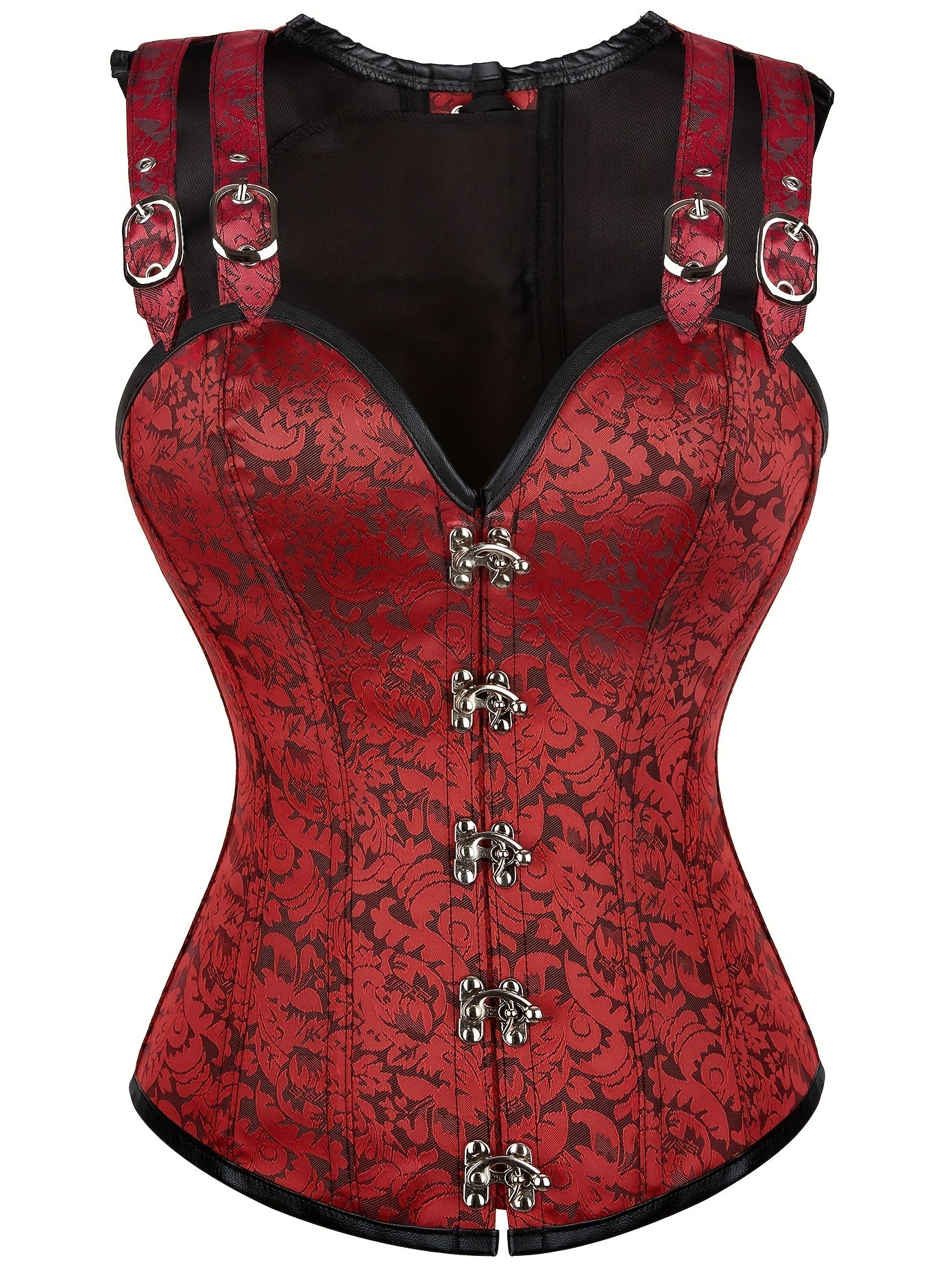 Jacquard Strapless Corset Bustier Retro Style Lace Up Body Shaper