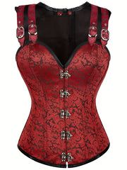 Jacquard Strapless Corset Bustier Retro Style Lace Up Body Shaper