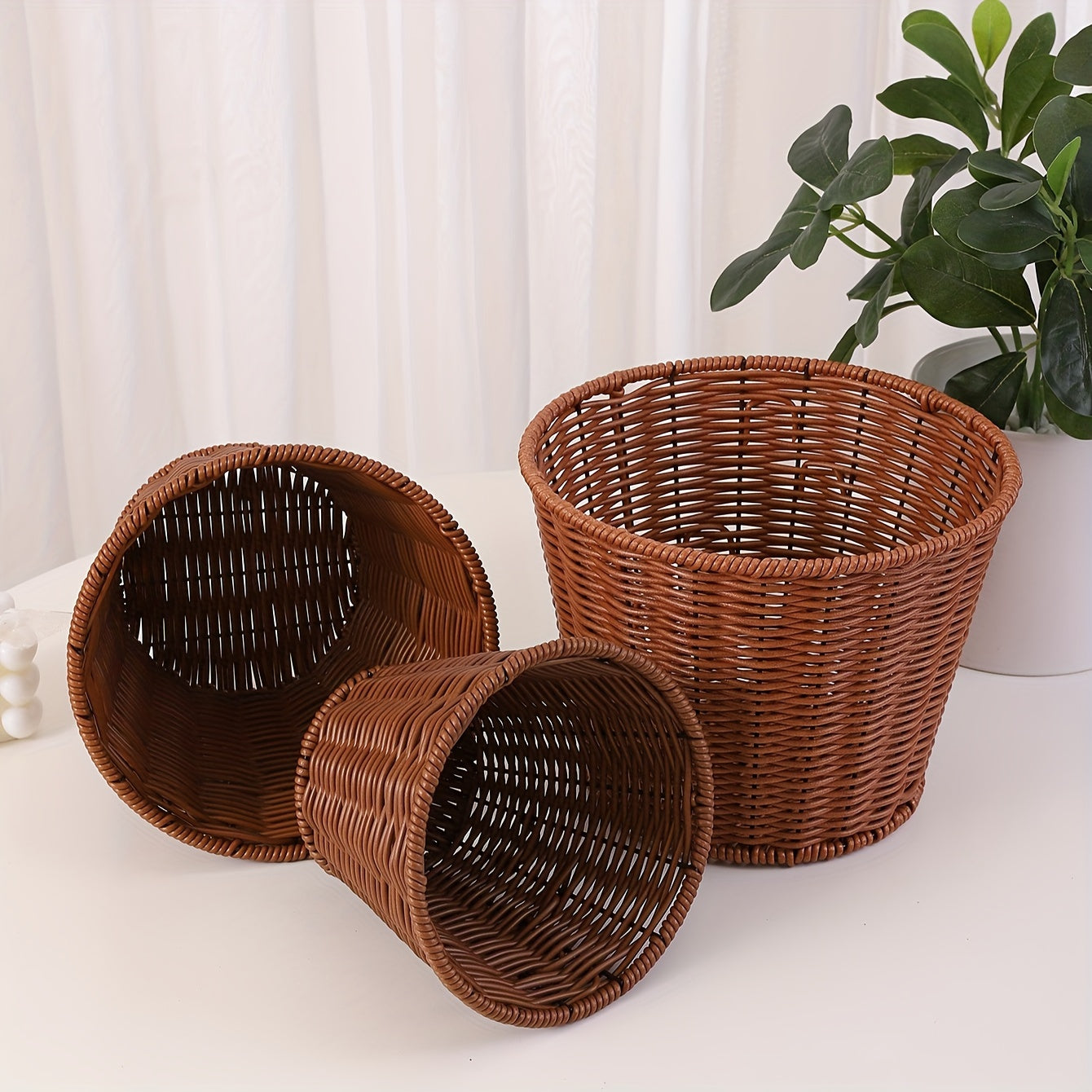 Rattan Woven Fruit Basket Storage Basket - Multifunctional
