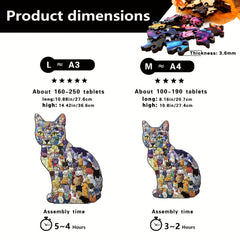 Wooden Cat Puzzle - Irregular Kittens Shape, Stress Relief Game