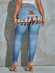 High Stretch Geometric Print Leggings Elastic Waist