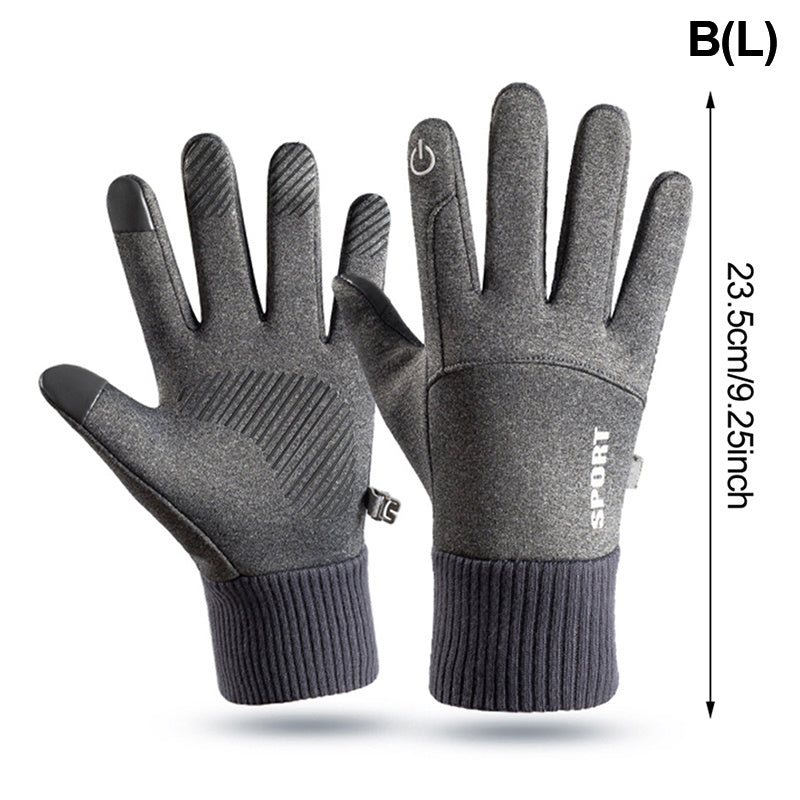 Winter Cycling Gloves Men Waterproof Touch Screen Fleece Lined Non Slip Grip