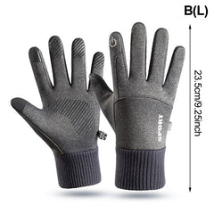 Winter Cycling Gloves Men Waterproof Touch Screen Fleece Lined Non Slip Grip