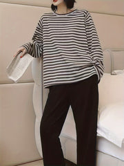 Striped Print Pajama Set Long Sleeve Top & Pants