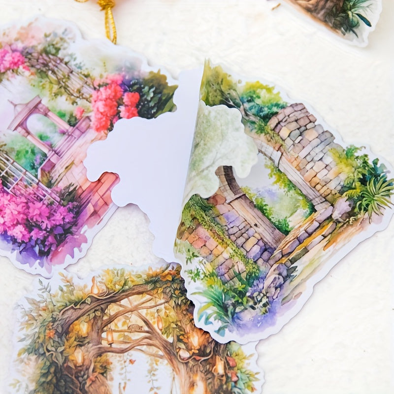 Vintage Garden Washi Stickers Pack - Flower Gate Stickers - Large Size