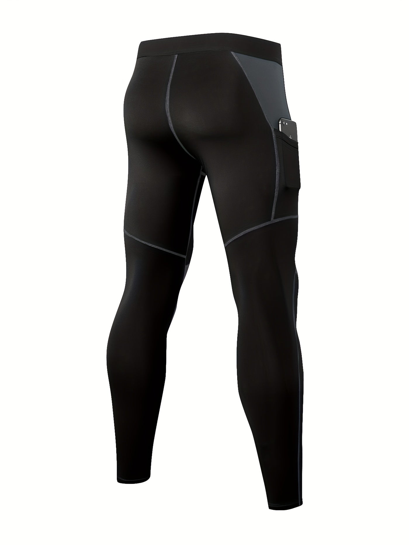 Men's High Stretch Tight Long Compression Pants With Side Pocket