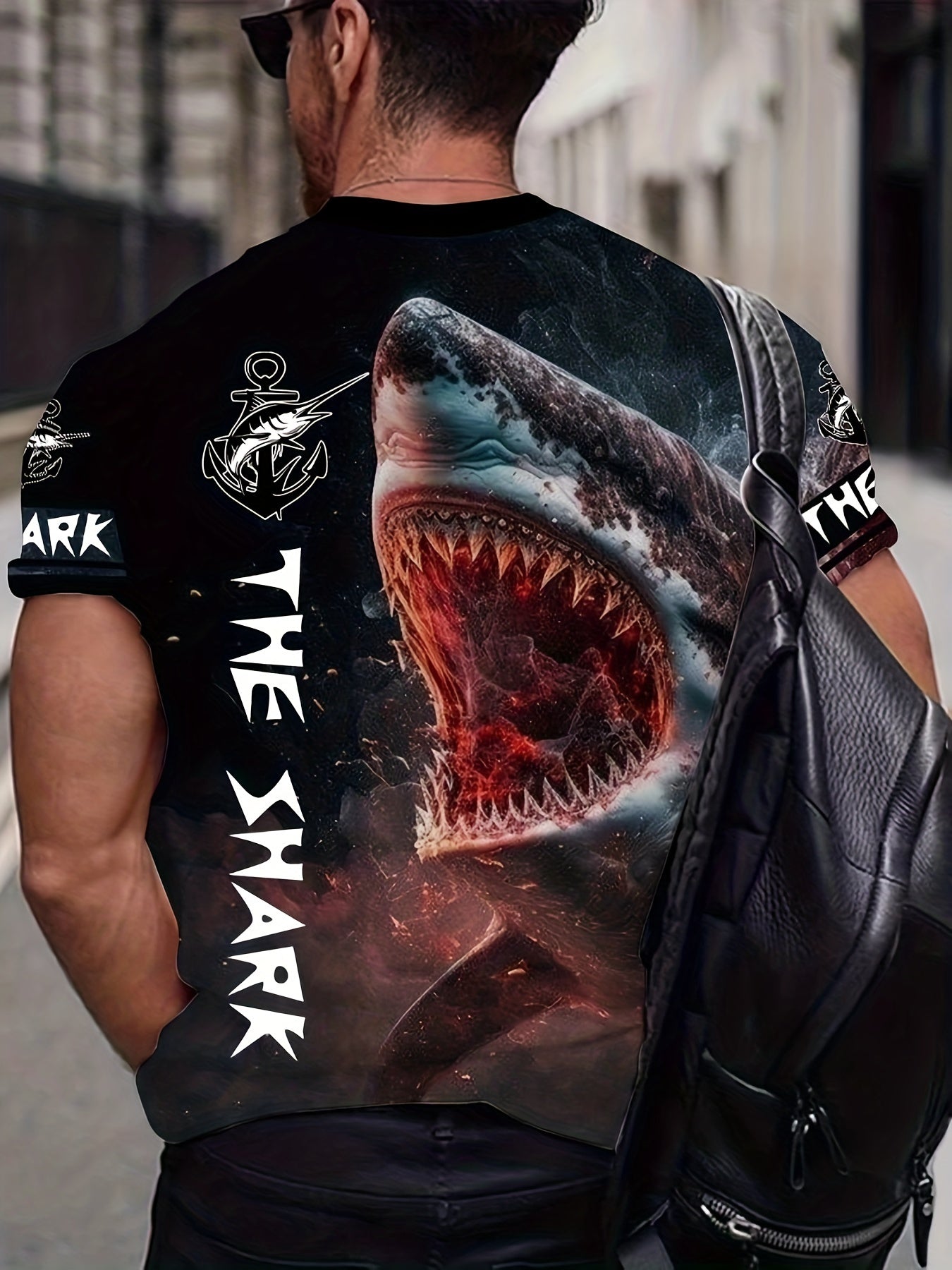 Shark Print Men's Graphic Active Crew Neck T shirt - Summer Casual Top