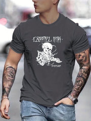 Men's Skeleton Graphic T shirt Casual Tee for Summer Outdoor