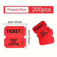 200pcs Red Raffle Tickets Double Roll Ticket For Events Entry