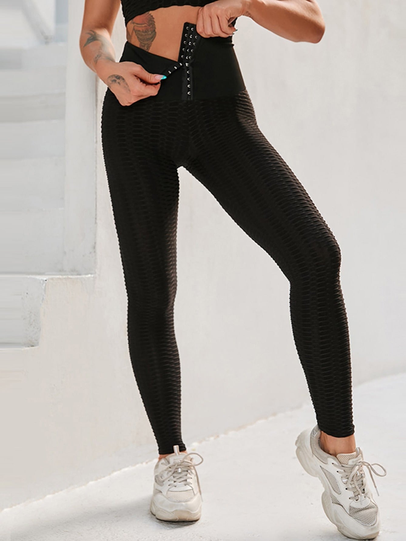Women's High Waist Textured Yoga Leggings