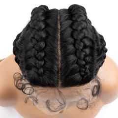 Synthetic Lace Front Wig Braided Wigs With Baby Hair Natural Blonde