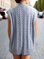 Casual Sweater Vest Women's Solid Cable V Neck Knit Vest