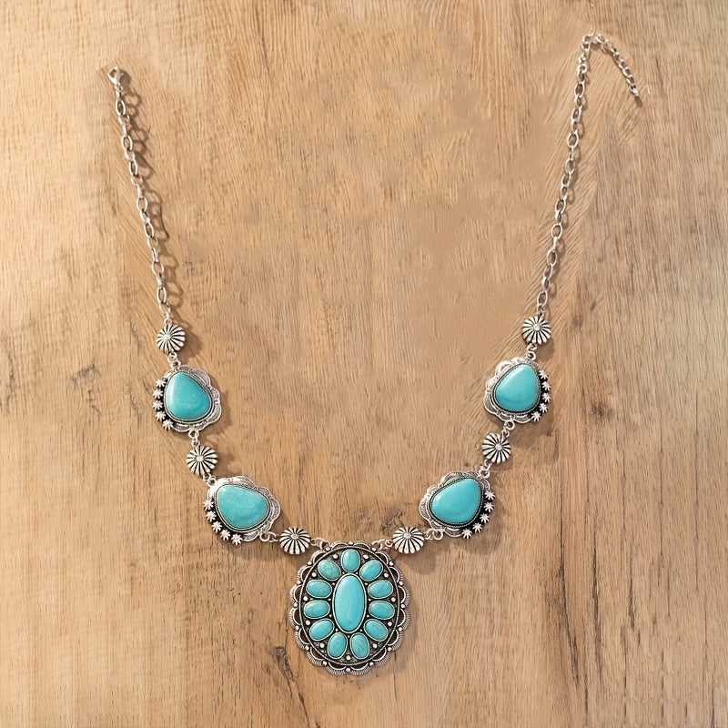 Turquoise Decor Necklace & Earrings Set