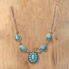 Turquoise Decor Necklace & Earrings Set
