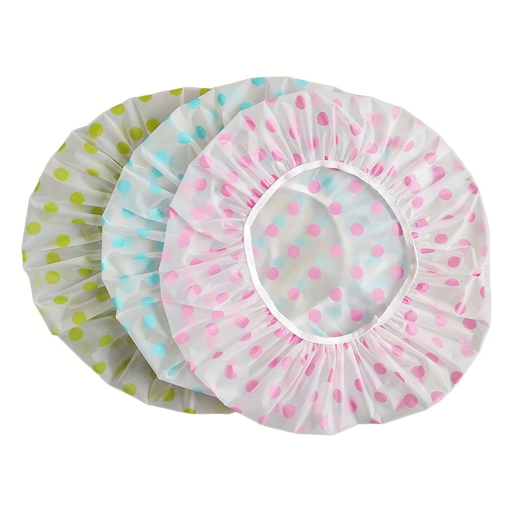 3pcs Colorful Disposable Waterproof Shower Caps