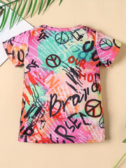 Girl's Letter Print Casual T shirt Dress