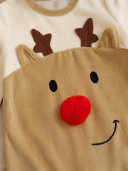 Fluffy Christmas 3D Elk Baby Infant Bodysuit for Boys/Girls
