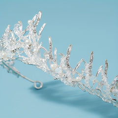 Silvery Crystal Headband Faux Pearl Hair Band Tiara Wedding Accessories