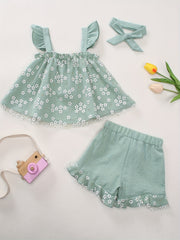 Baby Girls 2 Piece Flower Print Cami Top & Shorts