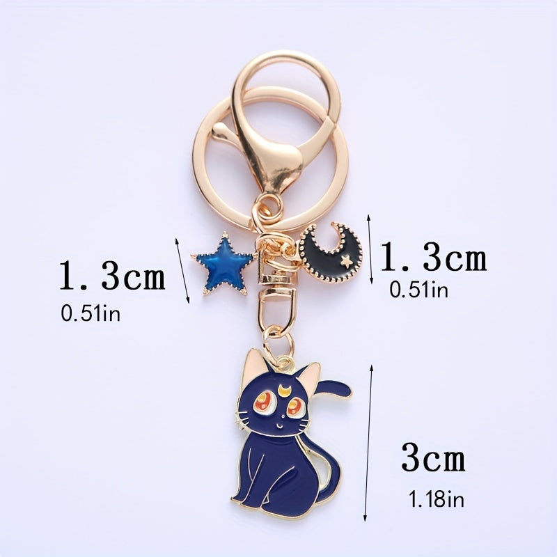 Cat Alloy Keychain Moon Cat Metal Accessories Bag Pendants Car Pendants