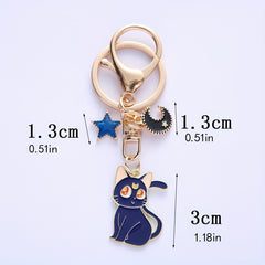 Cat Alloy Keychain Moon Cat Metal Accessories Bag Pendants Car Pendants