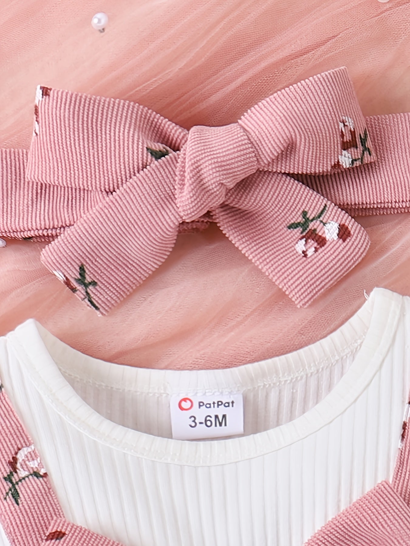2pcs Floral Print Big Bow Baby Girl Dress With Headband Set