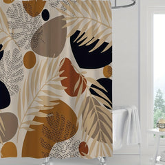 Geometric Leaf Shower Curtain Set with Hooks & Rug