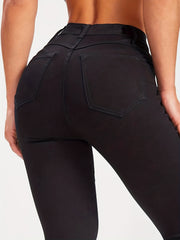 Solid Skinny Jeans High Stretch Mid Rise Stylish Plain Denim Pants