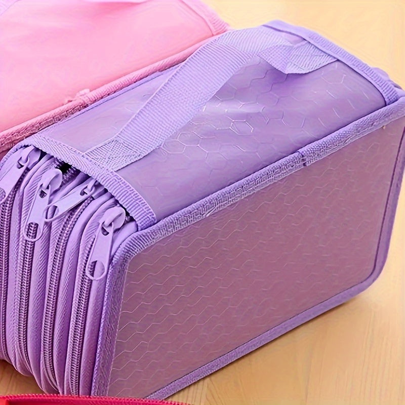 72-Slot Portable Pencil Bag Zipper Case for Coloring Pencils