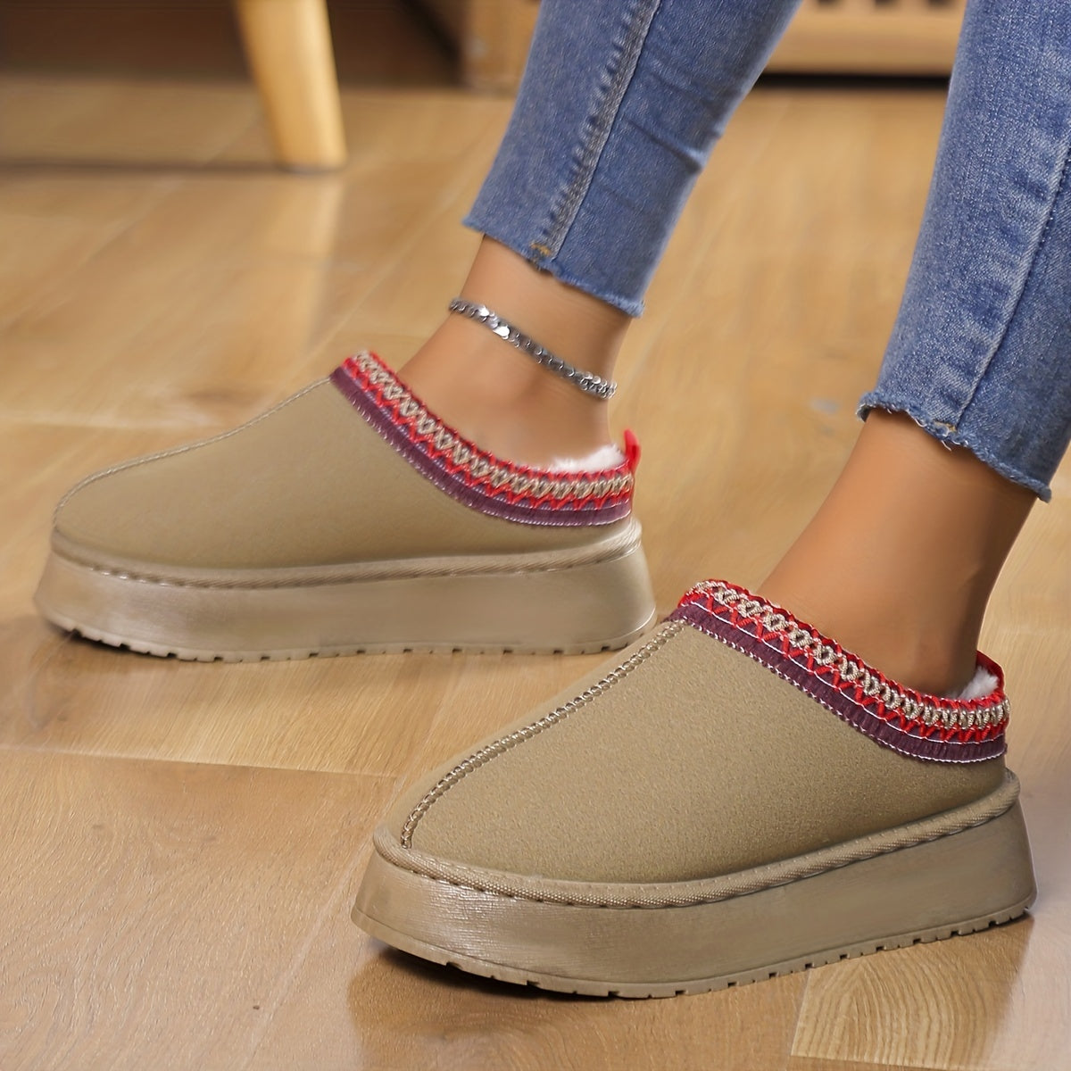 Women's Snow Boots Plush Lined Slip On Winter Warm Slippers