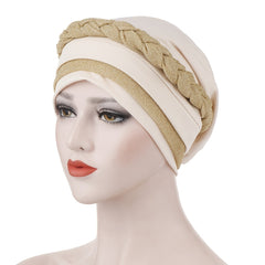 Sequin Braid Turban Cap Pre Tied Hair Wrap for Women