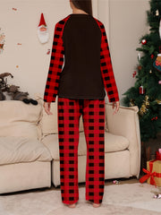 Reindeer & Snowflake Casual Pajama Set Tee & Pants