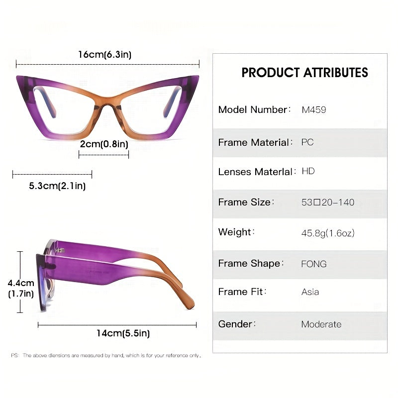 Y2K Cat Eye Clear Lens Glasses Anti Light Party Glasses