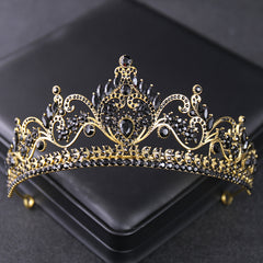 Vintage Golden Floral Bridal Crown Tiara Rhinestone