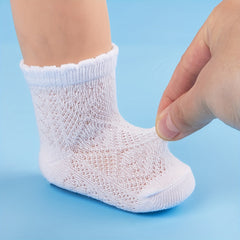 3 Pairs Girls Ruffled Knit Socks Soft Comfortable Thin Breathable