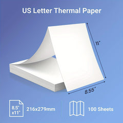 Odaro Thermal Printer Paper 8.5 x 11 US Letter Size 100 Sheets