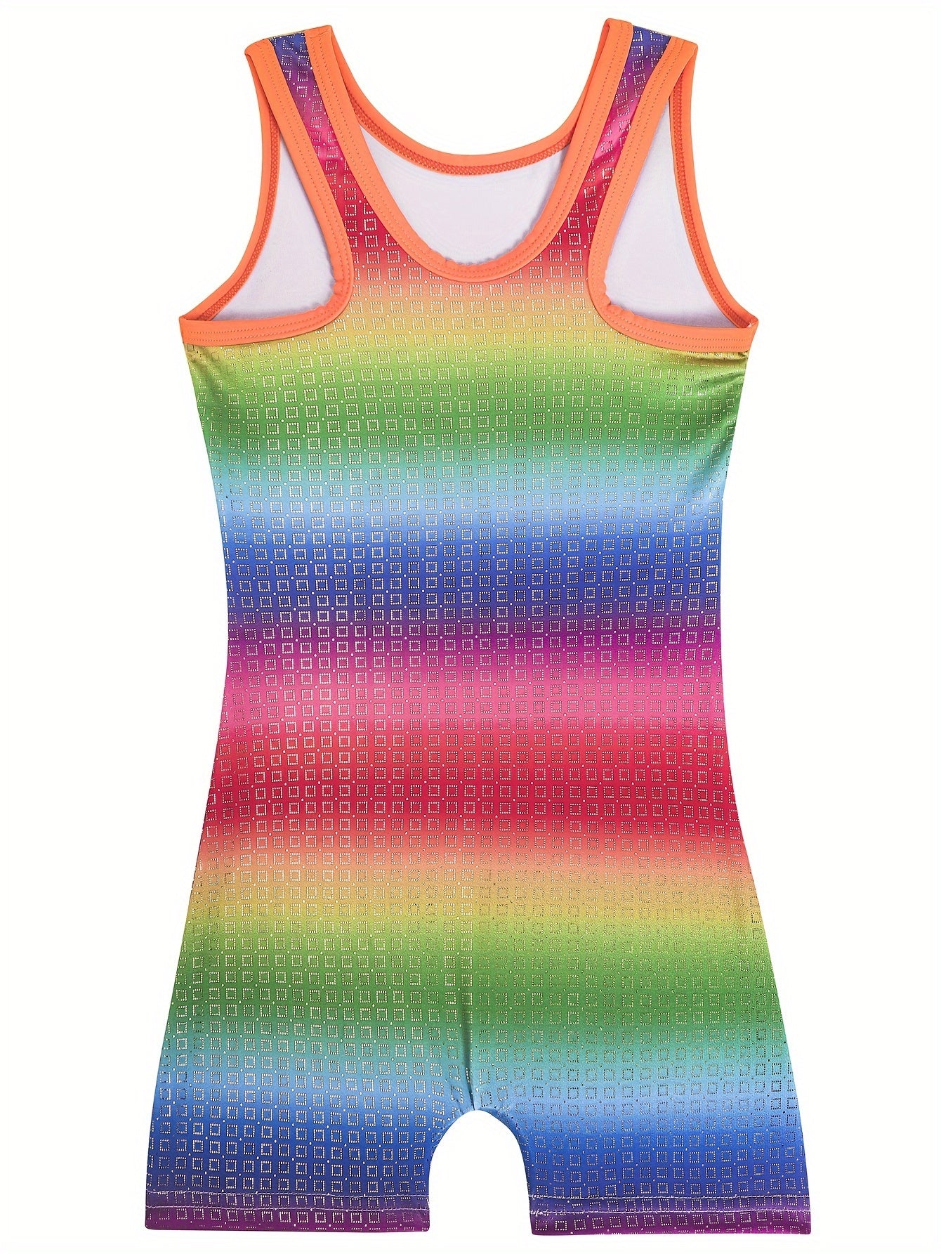 Rainbow Striped Gymnastics Romper Jumpsuit