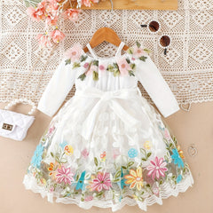2pcs Baby Girl Halter Lace Dress & Belt Set