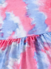 Toddler Girls Tie Dye Graphic Casual Dress for Party
