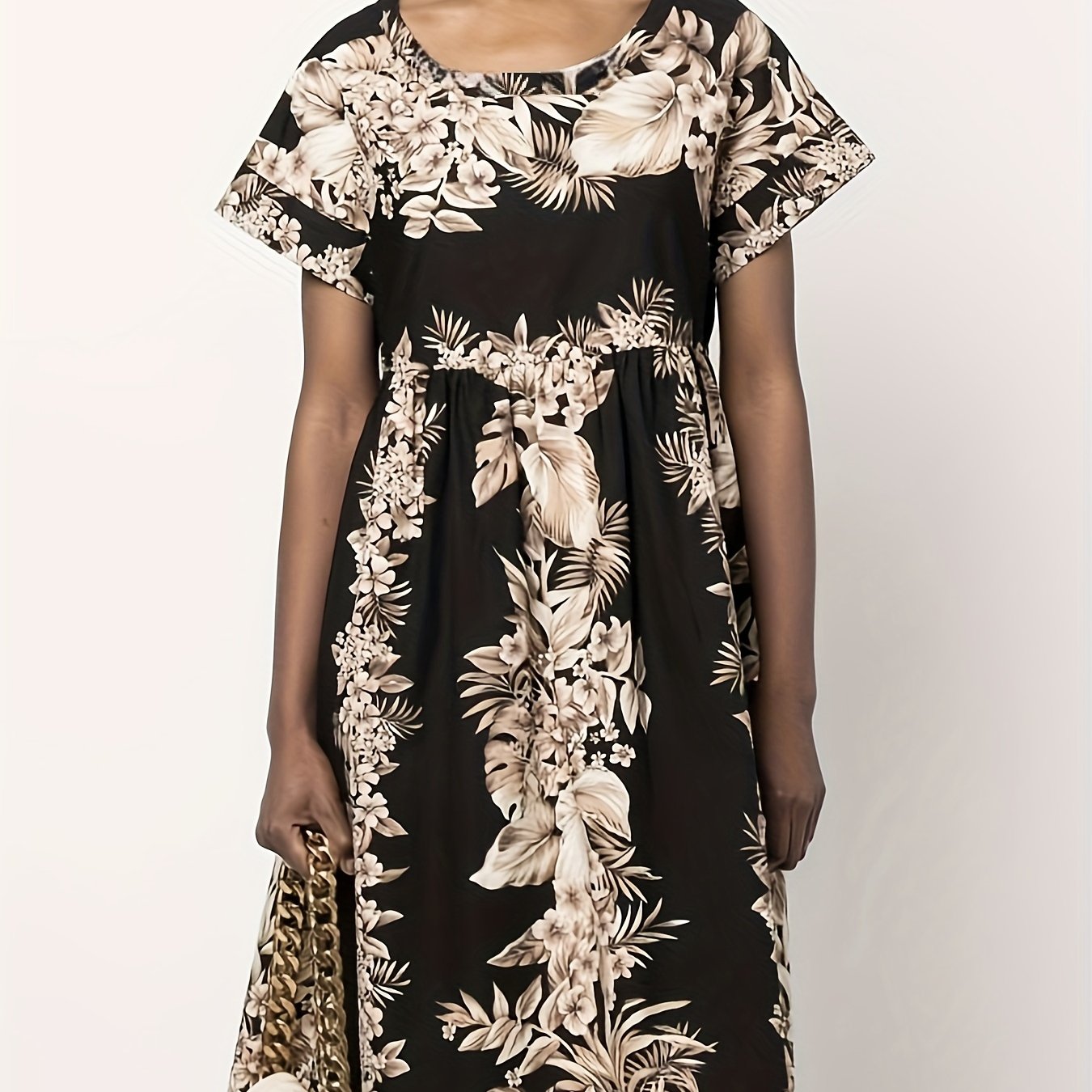 Tropical Print Short Sleeve Dress